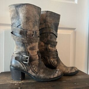 Nine West Brown buckled strapped Boots size 8 1/2